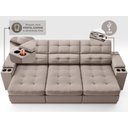 Ver imagem 6 de Sofá com Porta Copos e Carregador USB Eureka 2,30m Assento Retrátil e Reclinável Velosuede