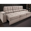 Ver imagem 2 de Sofá com Porta Copos e Carregador USB Eureka 2,30m Assento Retrátil e Reclinável Velosuede