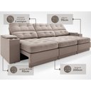 Ver imagem 4 de Sofá com Porta Copos e Carregador USB Eureka 2,30m Assento Retrátil e Reclinável Velosuede