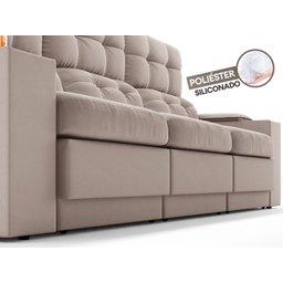 Sofá com Porta Copos e Carregador USB Eureka 2,30m Assento Retrátil e Reclinável Velosuede - 6