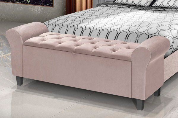 Recamier Baú Divã Paris 1,35M para Cama Casal Rose - Lv Móveis