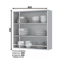 Ver imagem 3 de Armário Aéreo 2 Portas 80cm Americana Branco Hp - Móveis Henn