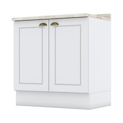 Balcão 2 Portas 80cm com Tampo Cooktop Americana Branco Hp - Móveis Henn