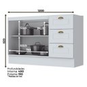 Ver imagem 4 de Balcão Pia 2 Portas e 3 Gavetas 120cm com Tampo Branco Hp - Móveis Henn