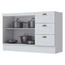 Ver imagem 3 de Balcão Pia 2 Portas e 3 Gavetas 120cm com Tampo Branco Hp - Móveis Henn