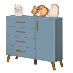 Cômoda Retrô Ayla Azul Fosco - Reller Móveis - 1 Cômoda Retrô Ayla Azul Fosco - Reller Móveis - 1