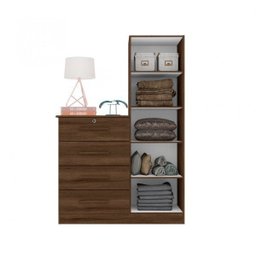 Cômoda Sapateira com Espelho 4 Gavetas 1 Porta Cancun Espresso Móveis - 6