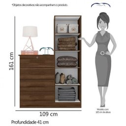 Cômoda Sapateira com Espelho 4 Gavetas 1 Porta Cancun Espresso Móveis - 5