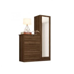 Cômoda Sapateira com Espelho 4 Gavetas 1 Porta Cancun Espresso Móveis - 3