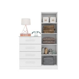 Cômoda Sapateira com Espelho 4 Gavetas 1 Porta Cancun Espresso Móveis - 6