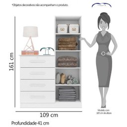 Cômoda Sapateira com Espelho 4 Gavetas 1 Porta Cancun Espresso Móveis - 5