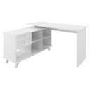Ver imagem 1 de Mesa Escrivaninha Escritorio em L 2 Gavetas 5 Nichos 145x128 cm Branco Artany