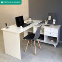 Ver mais imagens de Mesa Escrivaninha Escritorio em L 2 Gavetas 5 Nichos 145x128 cm Branco Artany
