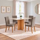 Ver imagem 1 de Conjunto Sala de Jantar Mesa Lana 120cm Tampo MDF Vidro Canto Reto 4 Cadeiras Lily