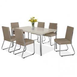 Conjunto Sala de Jantar Mesa Isis 6 Cadeiras Deise Aço Nobre Móveis - 2