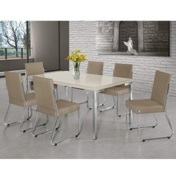 Conjunto Sala de Jantar Mesa Isis 6 Cadeiras Deise Aço Nobre Móveis - 1