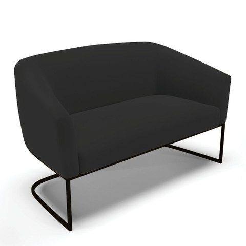 Sofá Namoradeira 2 Lugares Base Industrial Preto Stella Veludo D03 - D'Rossi Cor Preto