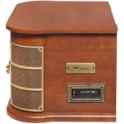 Vitrola Toca Discos Vinil Retro Bluetooth Cassete USB Cd Player Rádio Fm Entrada Auxiliar Reproduz - 3