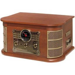 Vitrola Toca Discos Vinil Retro Bluetooth Cassete USB Cd Player Rádio Fm Entrada Auxiliar Reproduz - 4