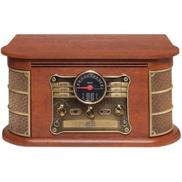 Vitrola Toca Discos Vinil Retro Bluetooth Cassete USB Cd Player Rádio Fm Entrada Auxiliar Reproduz - 5