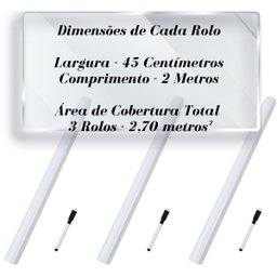 Kit 3 Papel de Parede Adesivo Pvc Quadro Branco com Marcador 2 Metros - 6