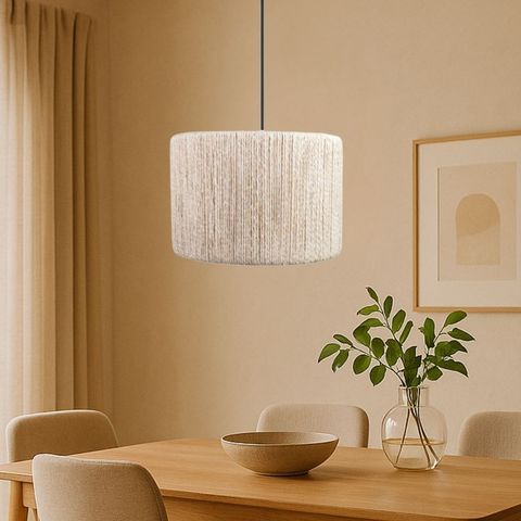 Luminária Paris Pendente Aconchegante em Corda Sisal Natural:preto