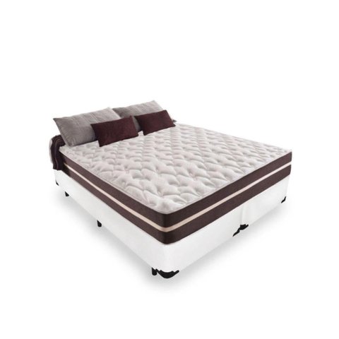 Cama Box Queen Preto + Colchão de Molas - Anjos - Classic Superlastic - 158x198x57cm