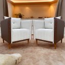 Ver imagem 2 de Kit 2 Poltronas Decorativas para Sala e Recepção Aviv Corino e Linho Premium Cores