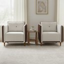 Ver imagem 1 de Kit 2 Poltronas Aviv para Sala Escritório Recepção Linho Premium Easy Clean Corino Premium Luxo
