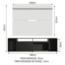 Ver imagem 3 de Rack Madesa Cancun e Painel para TV até 65 Polegadas Preto/Branco 8N09 Cor:Preto/Branco