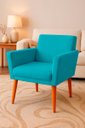 Ver imagem 2 de Poltrona Cadeira para Sala Confortável e Minimalista Paris em Suede Turquesa