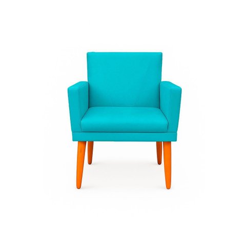 Poltrona Cadeira para Sala Confortável e Minimalista Paris em Suede Turquesa