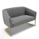 Ver imagem 1 de Sofá Namoradeira 2 Lugares Base Industrial Dourado Stella Linho Grafite A26 D03 - D’Rossi