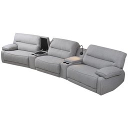 Sofá Swift C-porta Copos Baú Cooler Reclinável Retrátil Linho Cinza Claro G81 Gran Belo - 1
