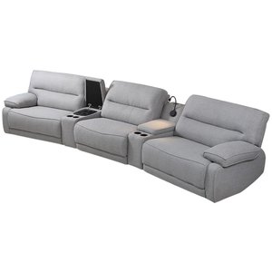 Sofá Swift C-porta Copos Baú Cooler Reclinável Retrátil Linho Cinza Claro G81 Gran Belo