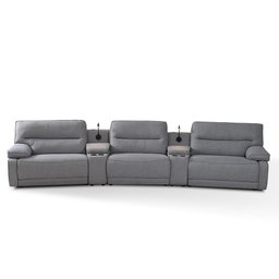 Sofá Swift C-porta Copos Baú Cooler Reclinável Retrátil Linho Cinza Claro G81 Gran Belo - 4