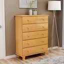 Ver imagem 4 de Cômoda para Quarto Madeira Maciça 5 Gavetas Topázio B07 Mel - Lyam Decor