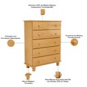 Ver imagem 6 de Cômoda para Quarto Madeira Maciça 5 Gavetas Topázio B07 Mel - Lyam Decor