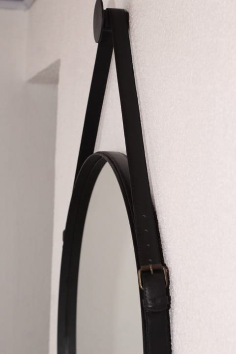 Espelho Redondo 80 cm preto com alça para sala de jantar - 3