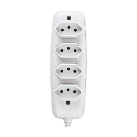 Kit 4 Barra de Tomada 10a 2p+t 250v Ilumi com 4 Tomada para Extensão Cor:branco