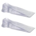 Ver imagem 1 de Kit 2 Aparadores Travas de Portas Segura Pvc Transparentes 11x3,5x2cm Calço Chão