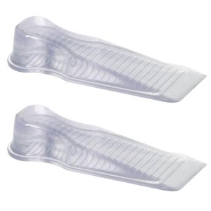 Kit 2 Aparadores Travas de Portas Segura Pvc Transparentes 11x3,5x2cm Calço Chão