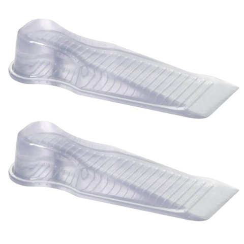 Kit 2 Aparadores Travas de Portas Segura Pvc Transparentes 11x3,5x2cm Calço Chão