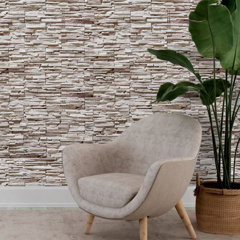 Papel de Parede Adesivo Pedras em Filetes com Detalhes 15m