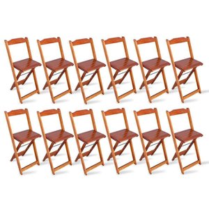 Kit 12 Cadeiras Bistrô Dobrável Madeira Padrão Imbuia Cor: Marrom