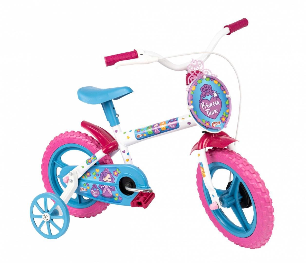 Bicicleta Aro 12 Princesa Tiara Azul e Rosa Styll Baby - 1