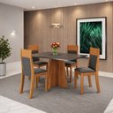 Ver imagem 1 de Conjunto Sala de Jantar 4 Lugares Retangular Tampo de MDP Vivere