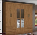 Ver imagem 1 de Guarda Roupa Casal com Espelho 6 Portas 4 Gavetas 177cm Hercúles Cinamomo - Carioca Móveis