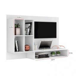 Escrivaninha Suspensa com Painel para Tv Até 37 Polegadas Mimo 136cm Espresso Móveis Branca - 4