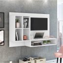 Ver imagem 1 de Escrivaninha Suspensa com Painel para Tv Até 37 Polegadas Mimo 136cm Espresso Móveis Branca